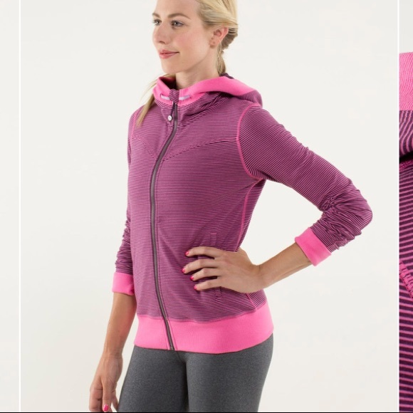 • Lululemon • Bliss Break Hoodie Striped Pink 6 8 - Picture 4 of 6